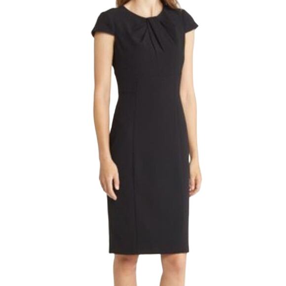 Vince Camuto dress Signature Cap sleeve stretch crepe black size 14 - Picture 1 of 7
